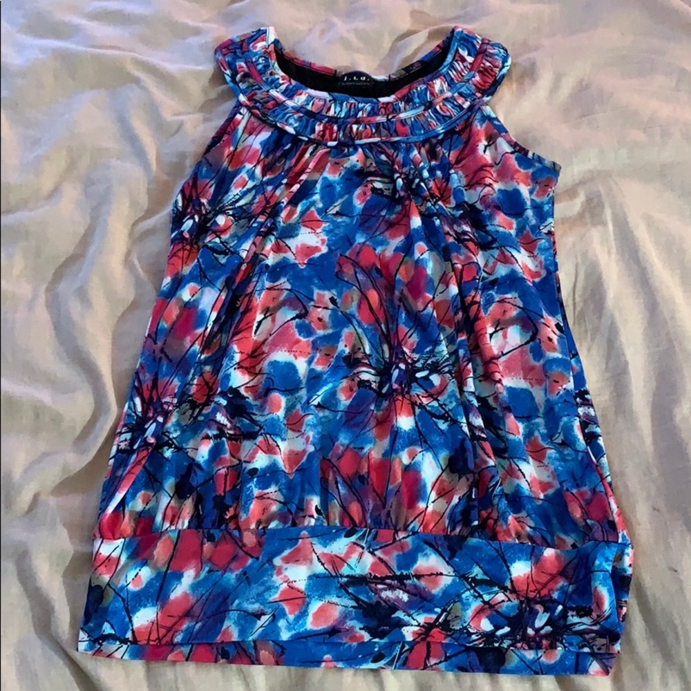 Pink, White, and Blue Blouse Tank